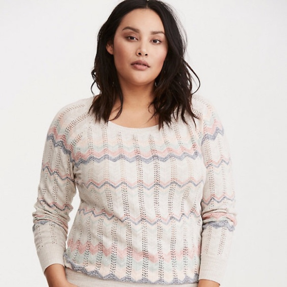 Pointelle knit chevron sweater. Worn once!